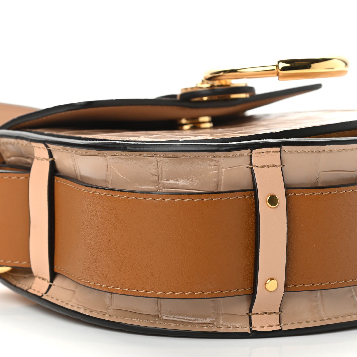 Calfskin Crocodile Embossed Small Tess Bag Nut