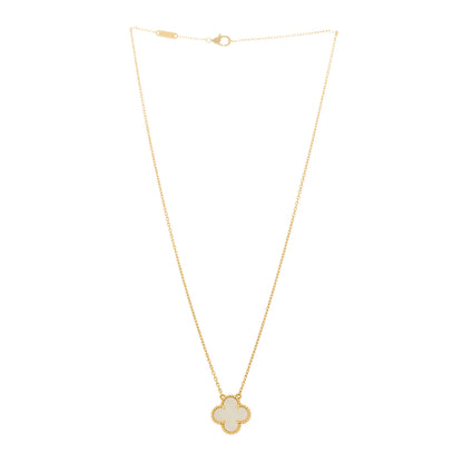 Van Cleef & Arpels 18K Yellow Gold Mother of Pearl Vintage Alhambra Pendant Necklace 2 of 6