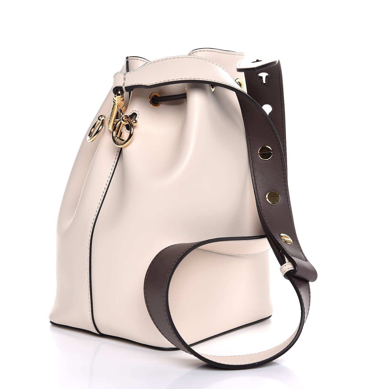 Fendi Vitello Century Matte F is Fendi Stamp Patch Bi-Color Grande Mon Tresor Bucket Bag Camelia Moresco Iris 3 of 7