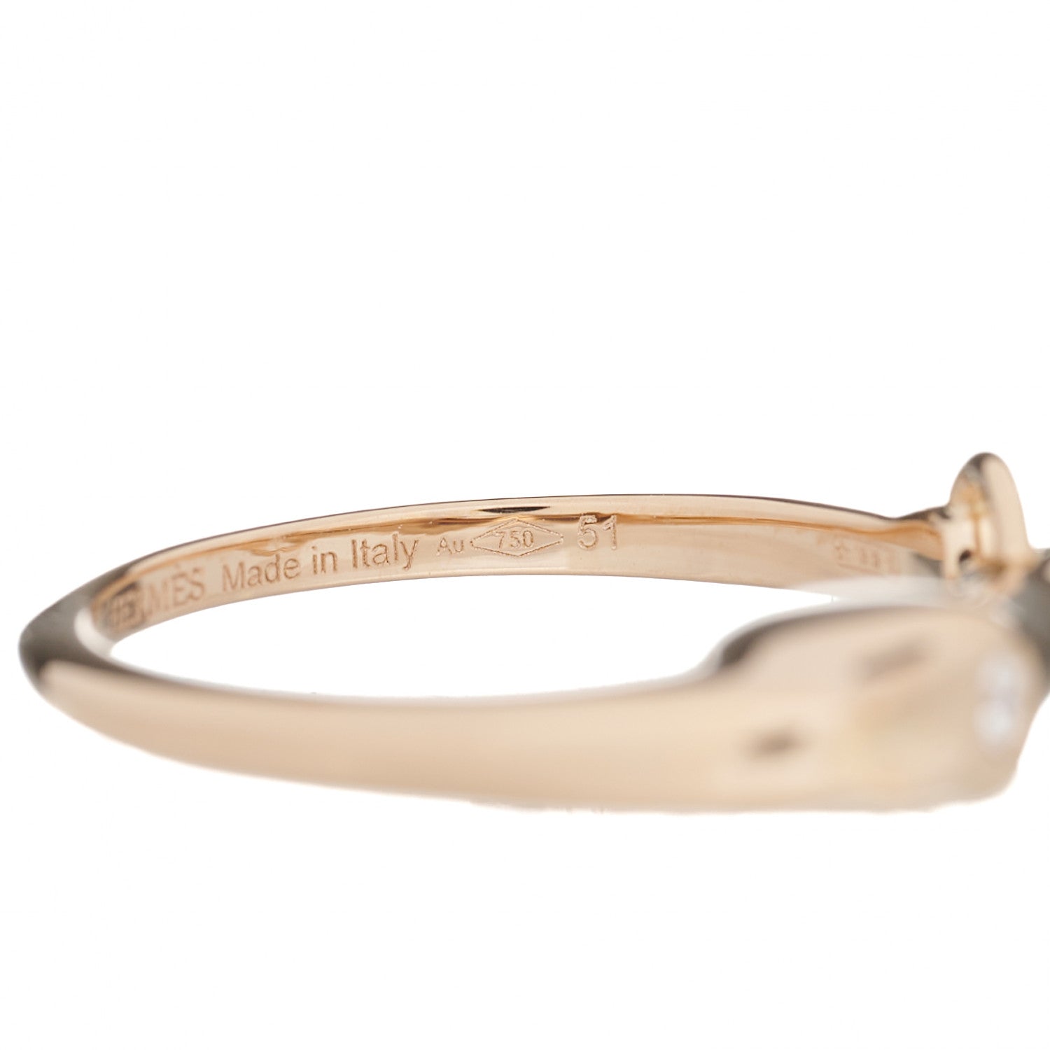 Hermes 18K Rose Gold Diamond TPM Galop Ring 51 5.75 6 of 7