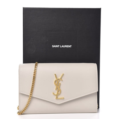 Saint Laurent Grain De Poudre Monogram Uptown Chain Wallet Dark Latte 12 of 12