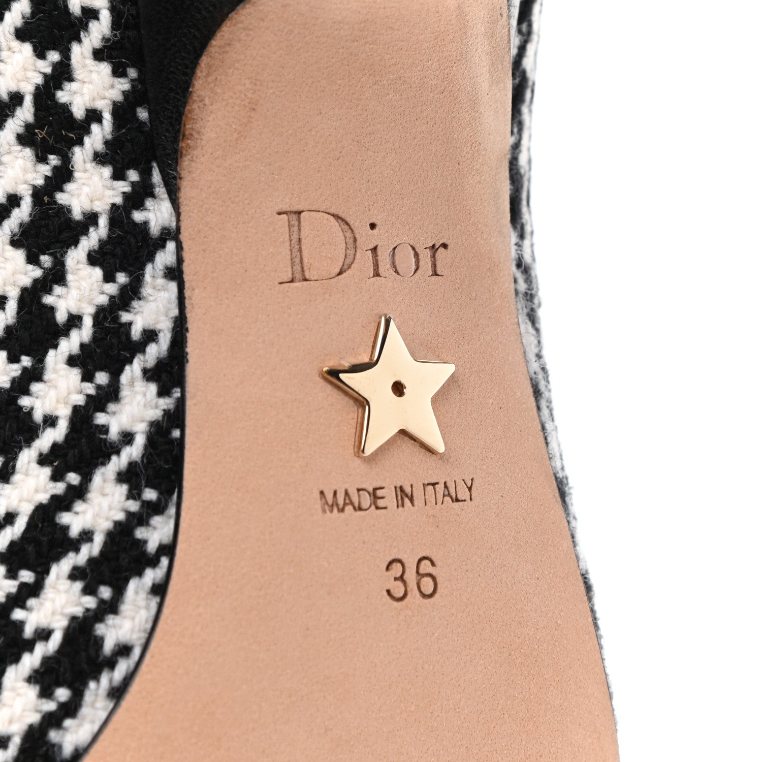 Christian Dior Wool Ribbon Houndstooth Embroidered J'Adior 65mm Pumps 36 Black White 6 of 10