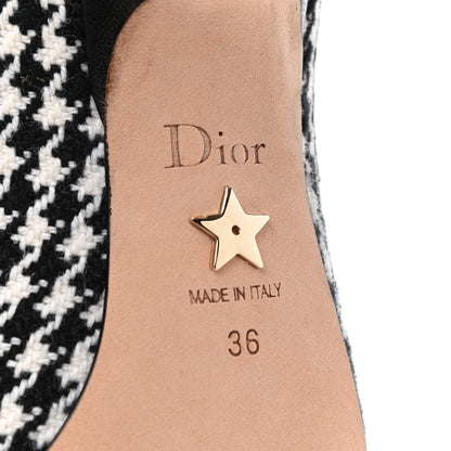Christian Dior Wool Ribbon Houndstooth Embroidered J'Adior 65mm Pumps 36 Black White 6 of 10