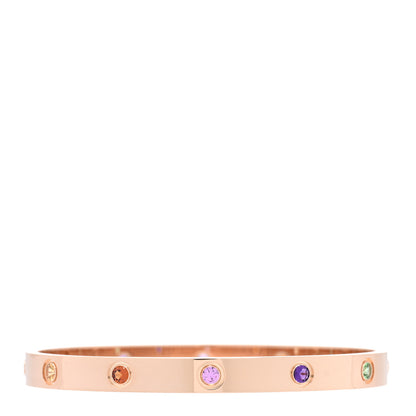 Cartier 18K Pink Gold Sapphire Garnet Amethyst LOVE Bracelet 18 2 of 7