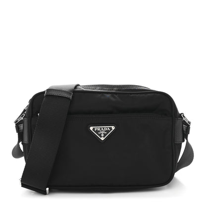Prada Re-Nylon Vela Saffiano Pocket Double Zip Shoulder Bag Black 1 of 10