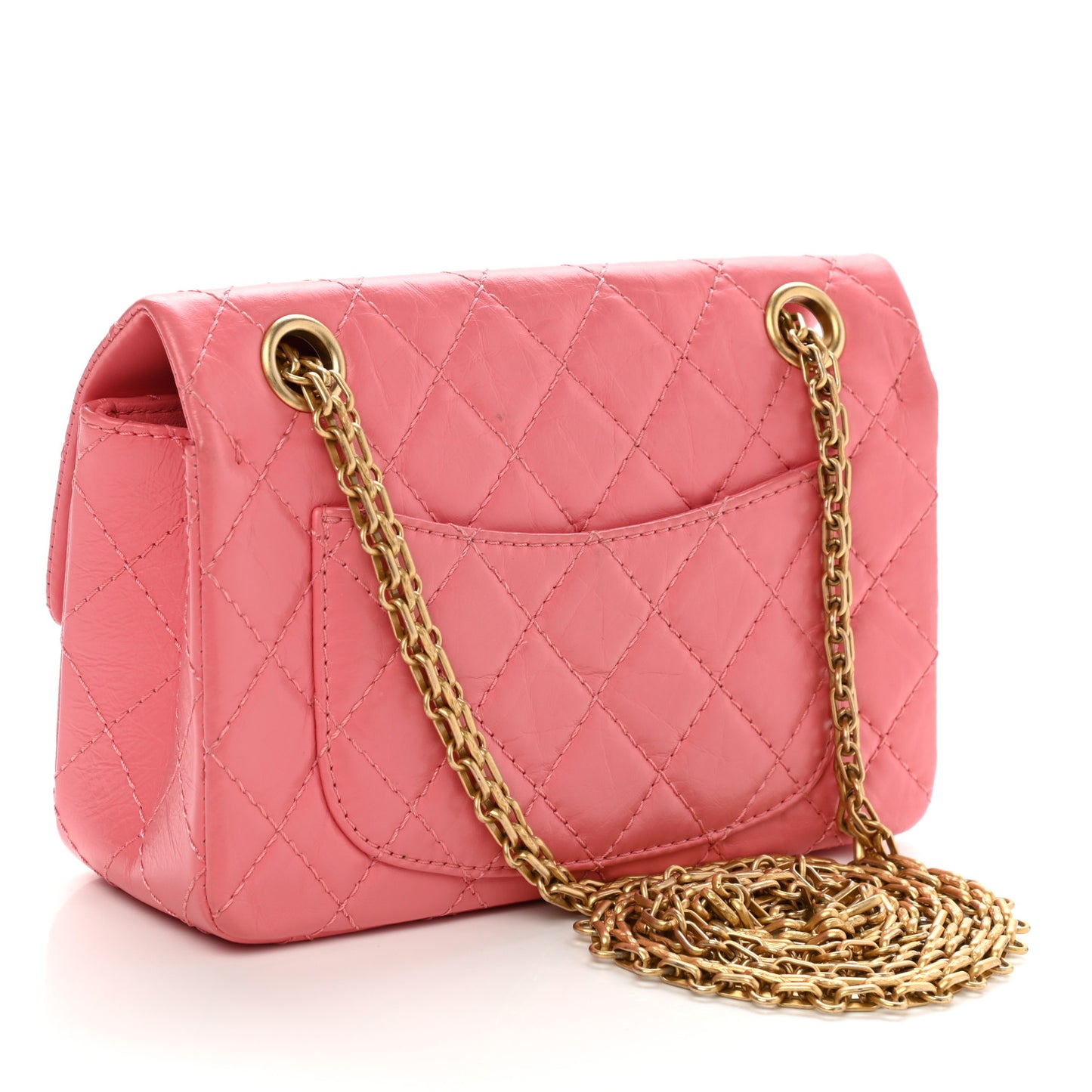 Aged Calfskin Quilted 2.55 Reissue Mini Flap Pink