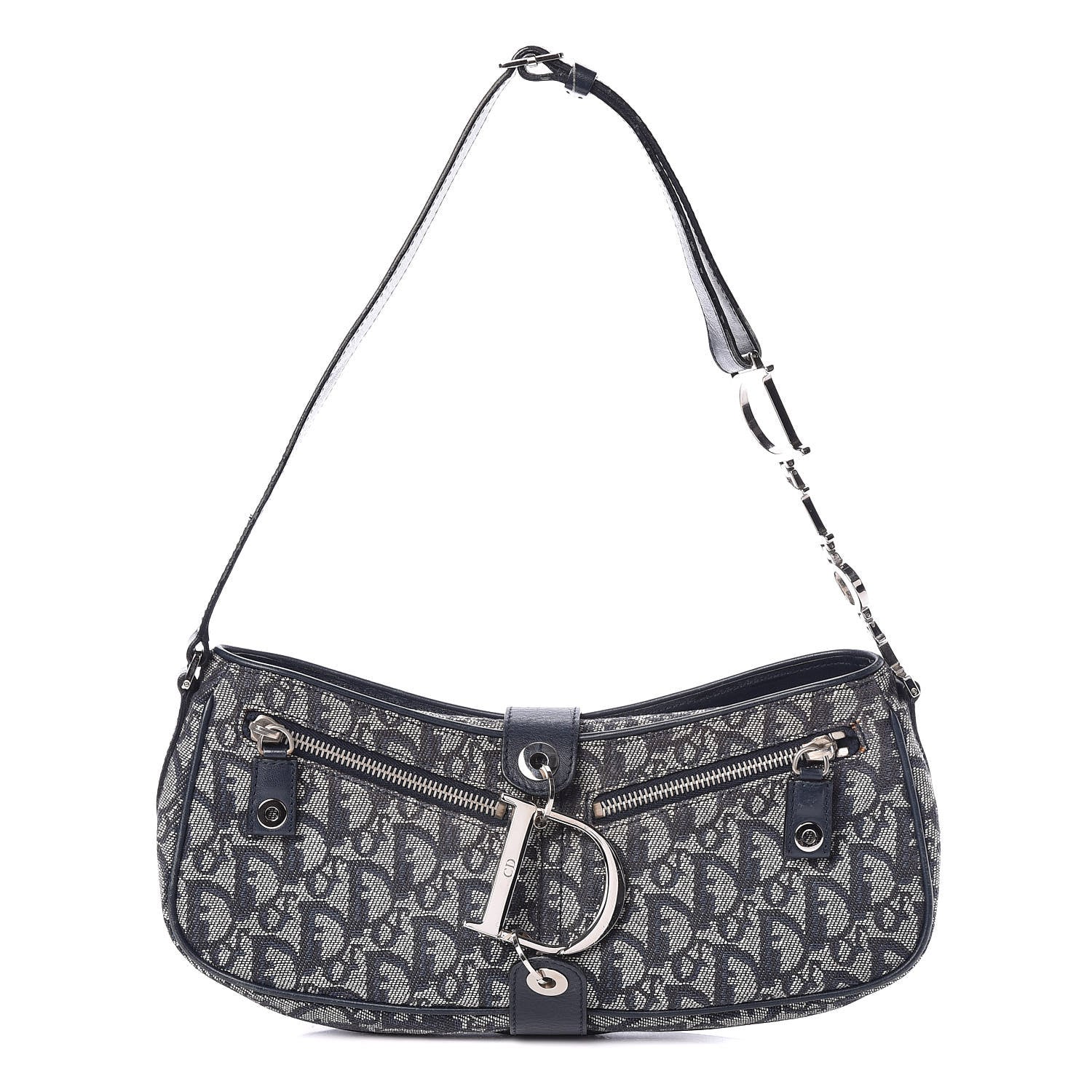 Christian Dior Monogram Charm Shoulder Bag Navy 1 of 21