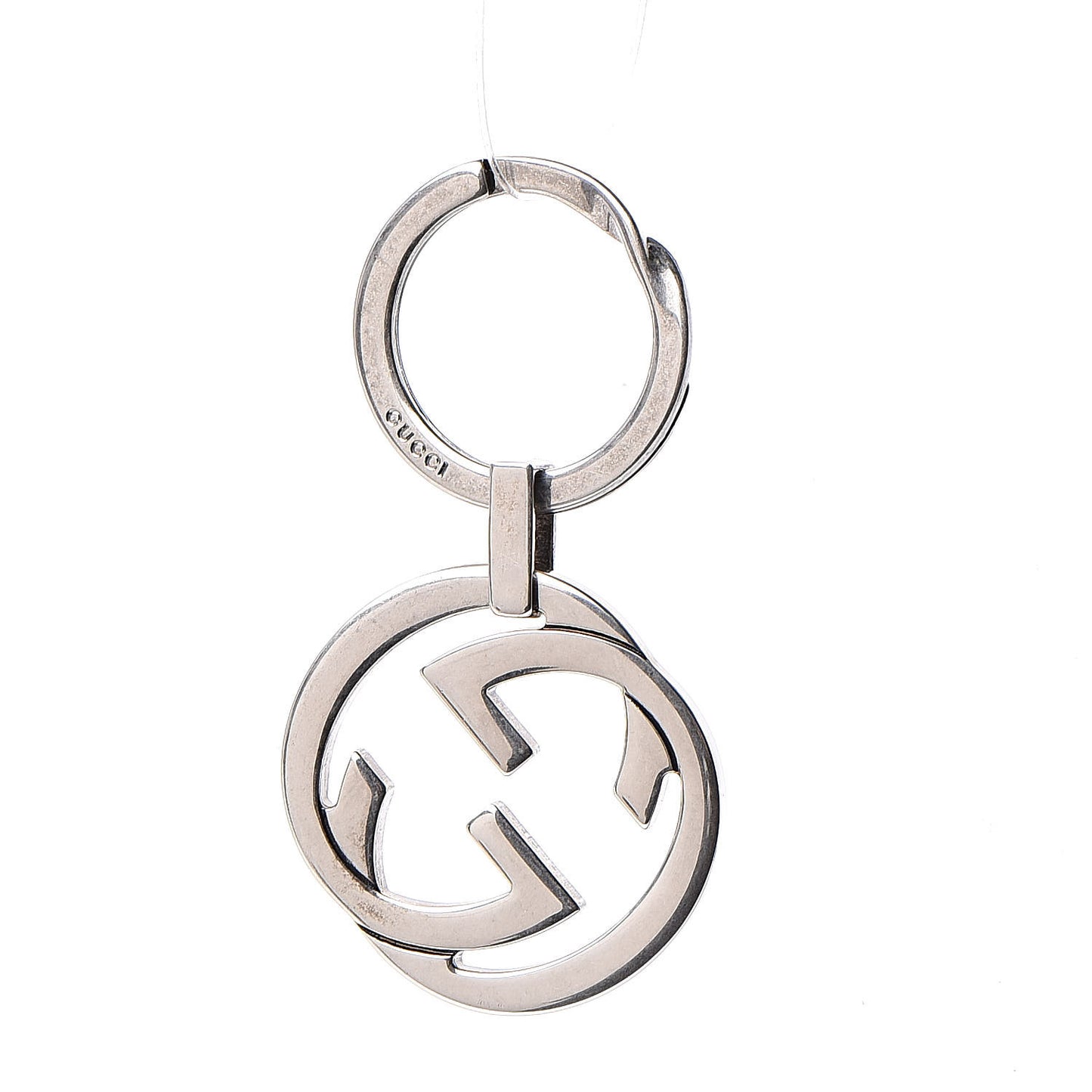 Metal Interlocking GG Key Charm Silver