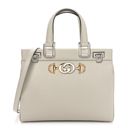 Gucci Grainy Calfskin Small Zumi Top Handle Bag Mystic White 1 of 10