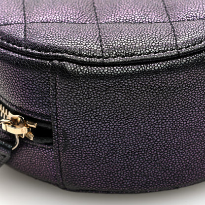 Chanel Iridescent Caviar Quilted Round Clutch With Chain Black 9 of 10