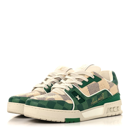 Louis Vuitton Damier Grained Calfskin Monogram Mens LV Trainer Sneakers 4 Green 4 of 8