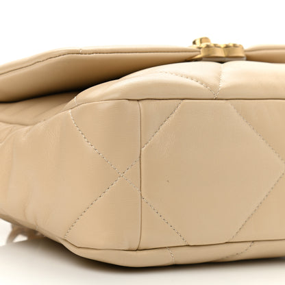 Chanel Shiny Goatskin Quilted Medium Chanel 19 Flap Beige 9 of 10