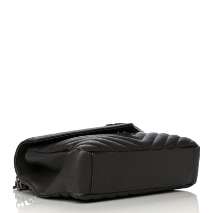 Saint Laurent Sheepskin Matelasse Chevron Monogram Medium College Bag Asphalt 4 of 21