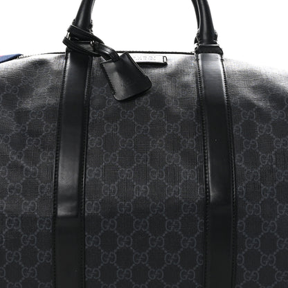 Gucci Soft GG Supreme Monogram Appia Calfskin Web Large Carry On Duffle Bag Black Grey 7 of 11