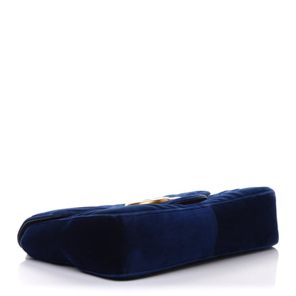 Gucci Velvet Matelasse Medium GG Marmont Shoulder Bag Cobalt Blue 4 of 11