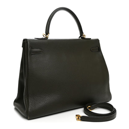 Hermes Vache Liegee Kelly Retourne 35 Vert Bronze 3 of 20
