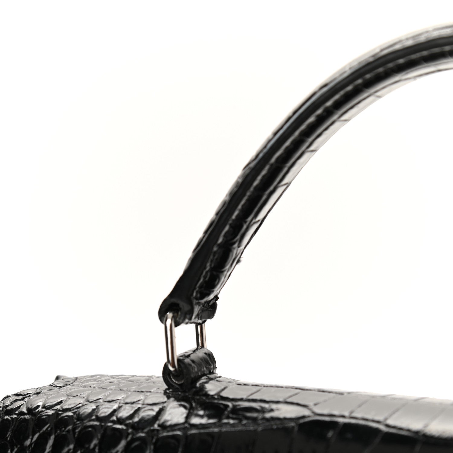 Saint Laurent Calfskin Crocodile Embossed Medium Classic Monogram Cassandra Top Handle Black Rouge Legion 10 of 12