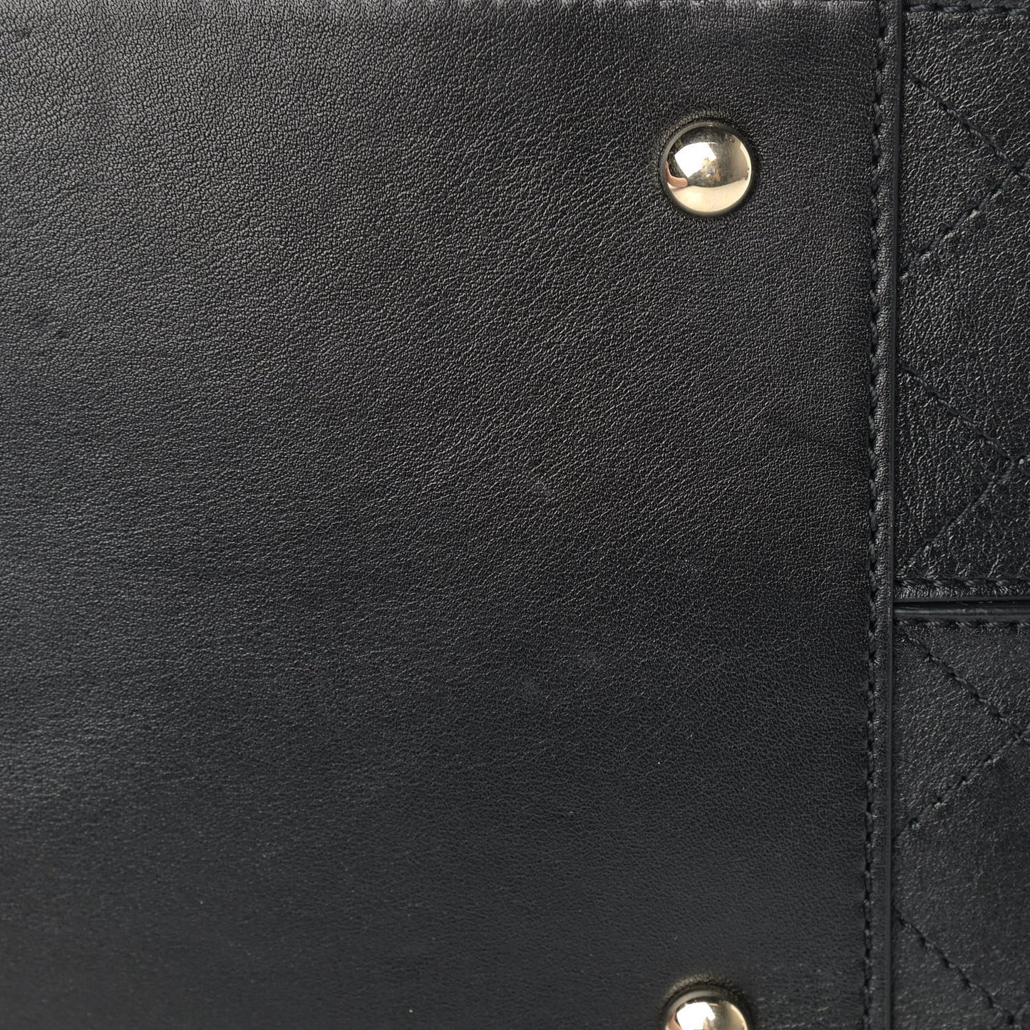 Calfskin Stitched Shopping Tote Black