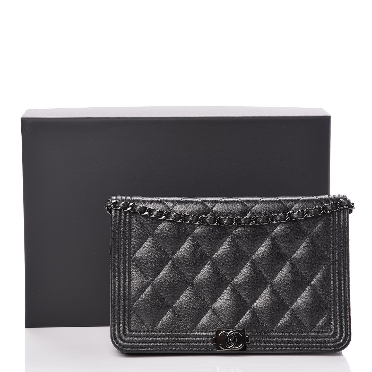 Caviar Quilted Boy Wallet On Chain WOC So Black