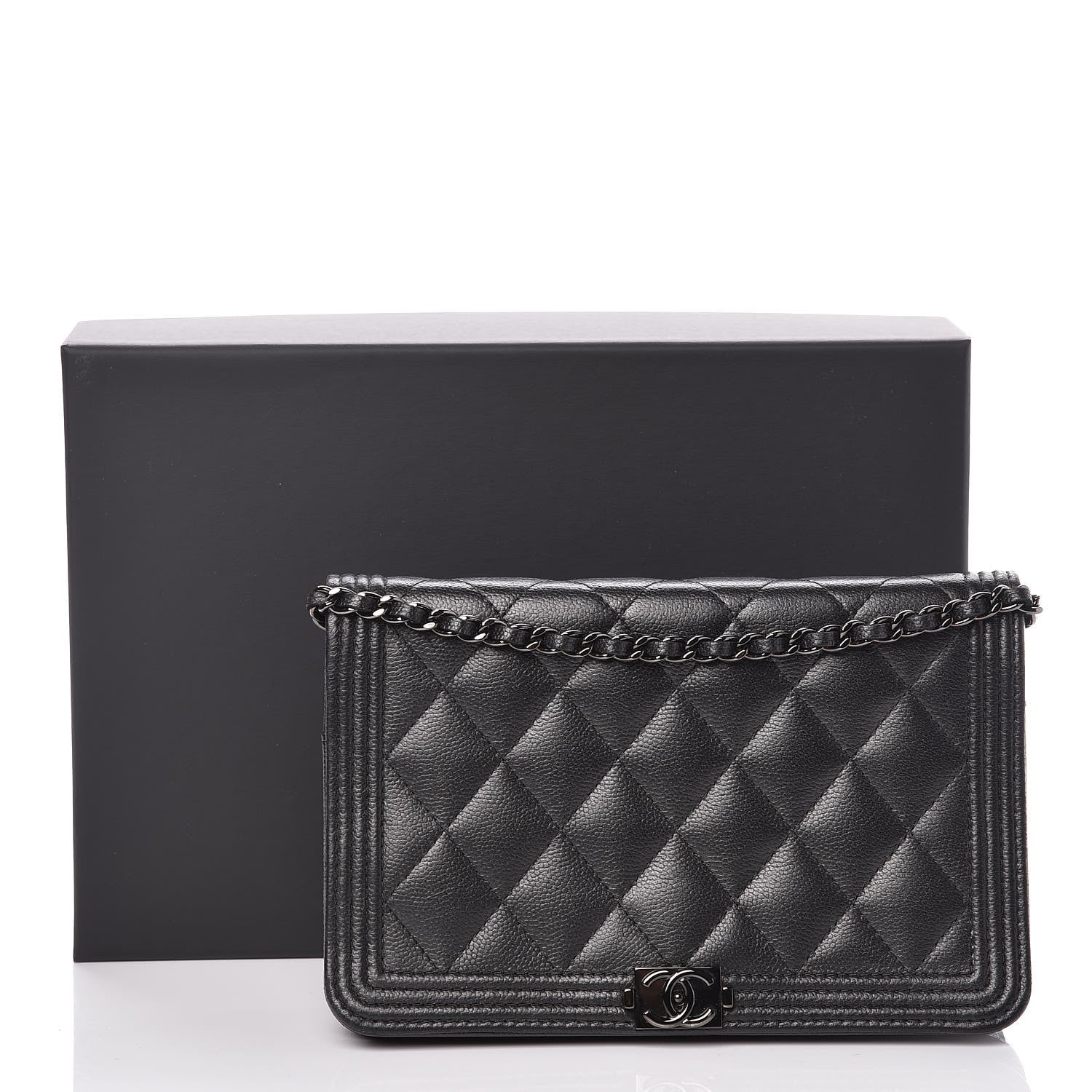 Chanel Caviar Quilted Boy Wallet On Chain WOC So Black 14 of 14