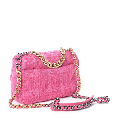 Chanel Tweed Quilted Medium Chanel 19 Flap Pink 3 of 10
