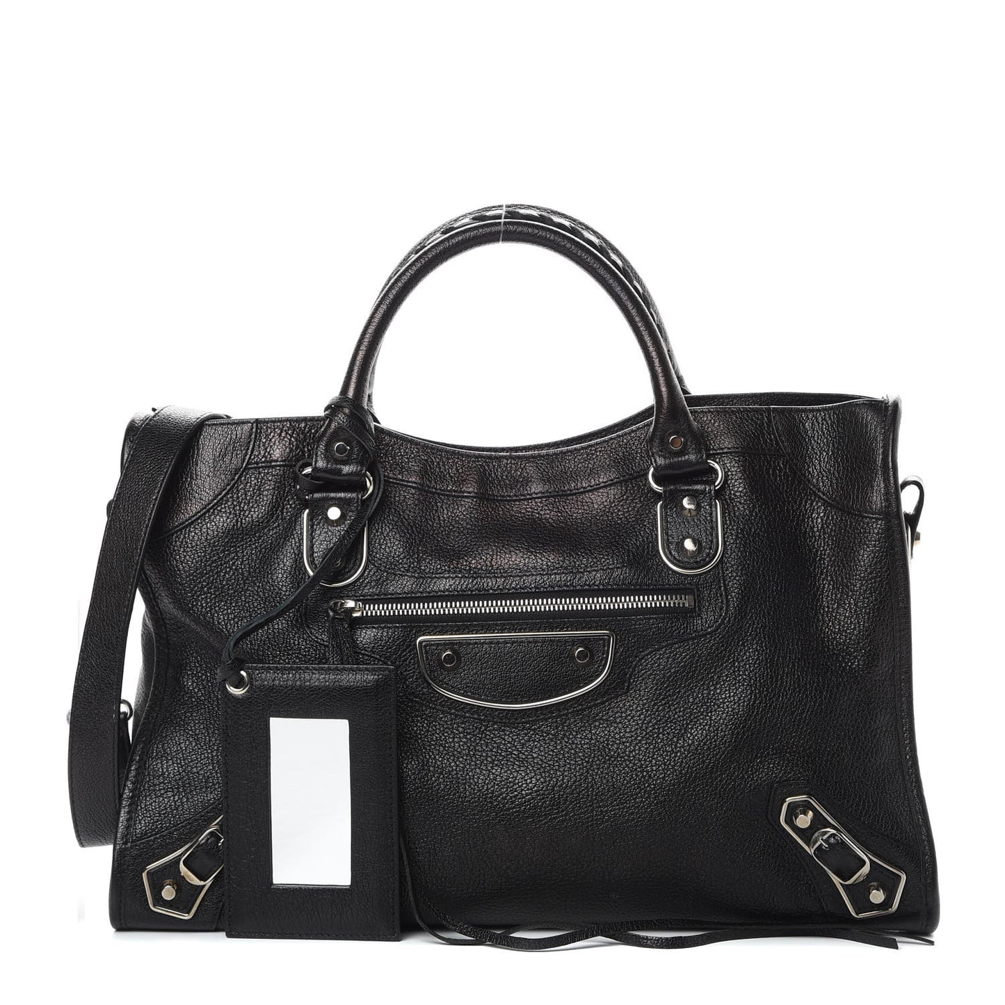 Chevre Silver Metallic Edge Hardware City Black
