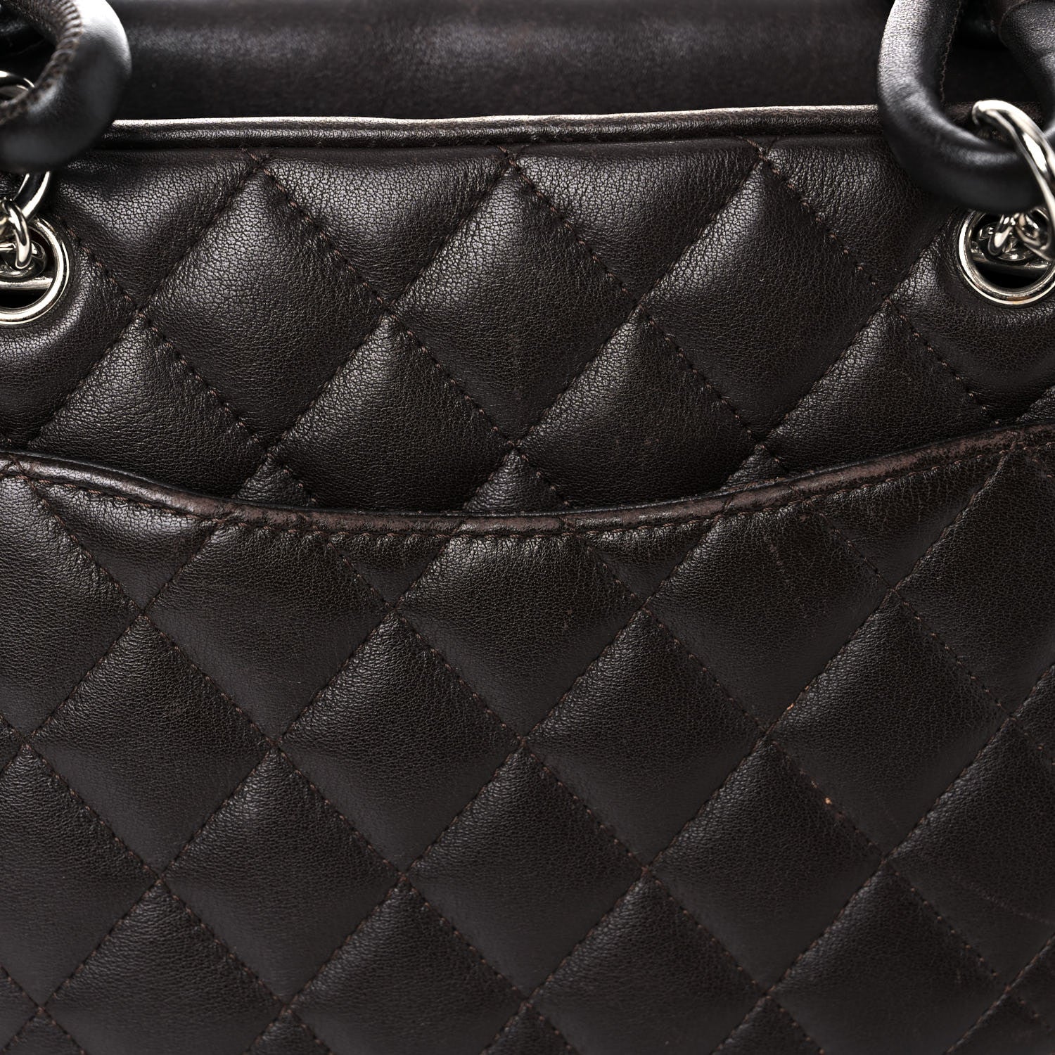 Chanel Calfskin Quilted Large Cambon Bowler Dark Brown 16 of 22