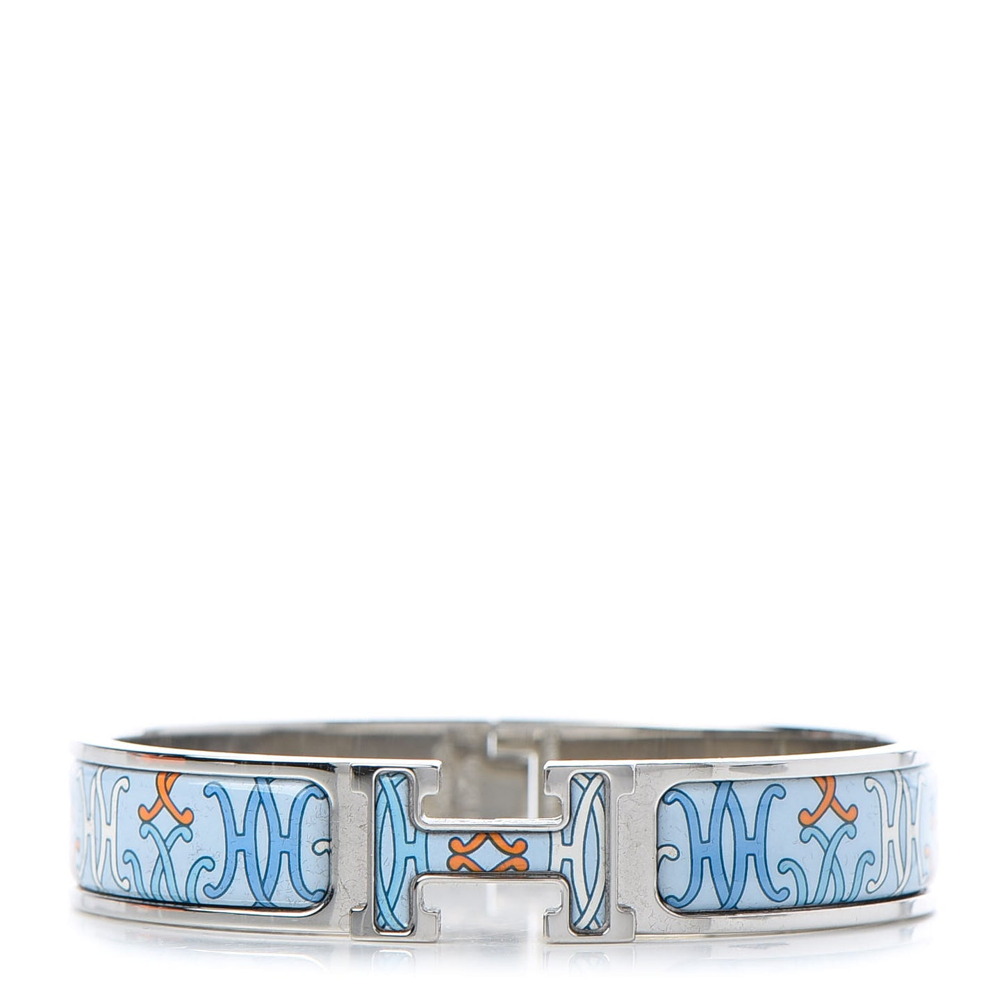 Enamel Narrow Print H Lift Clic Clac H Bracelet PM Orange Blue
