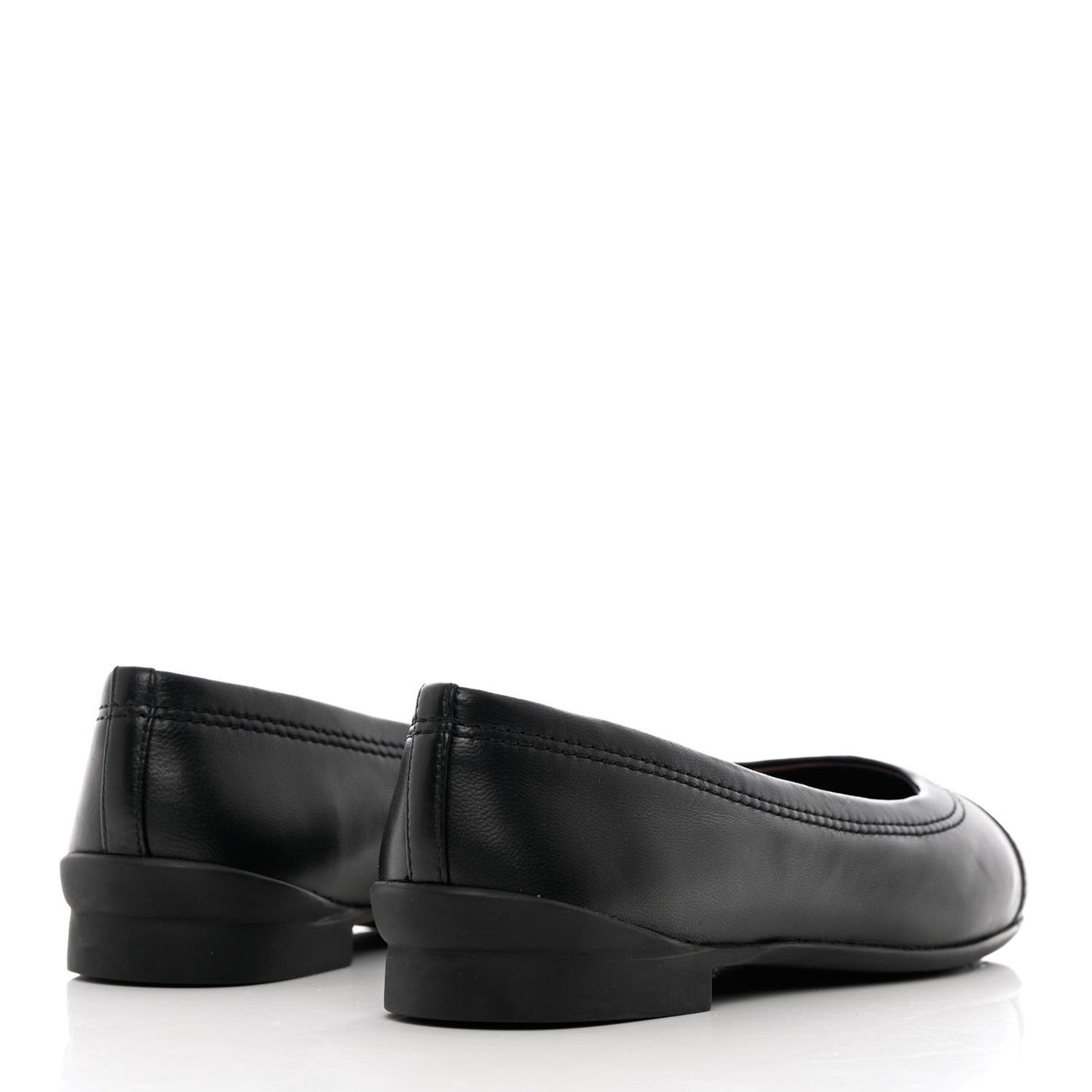 Calfskin CC Cap Toe Uniform Ballerina Flats 36 Black