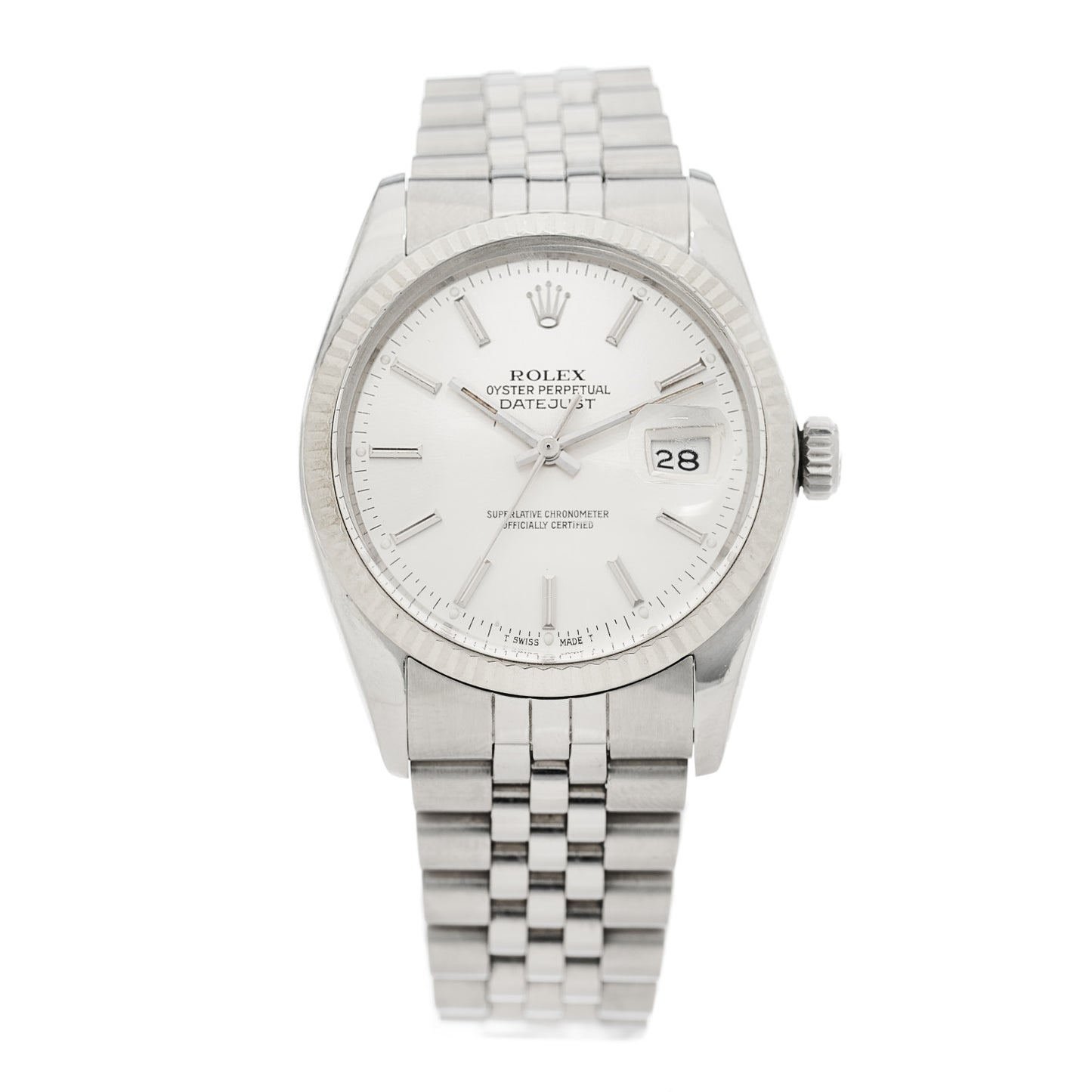 Stainless Steel 18K White Gold 36mm Oyster Perpetual Datejust Watch Silver 16014