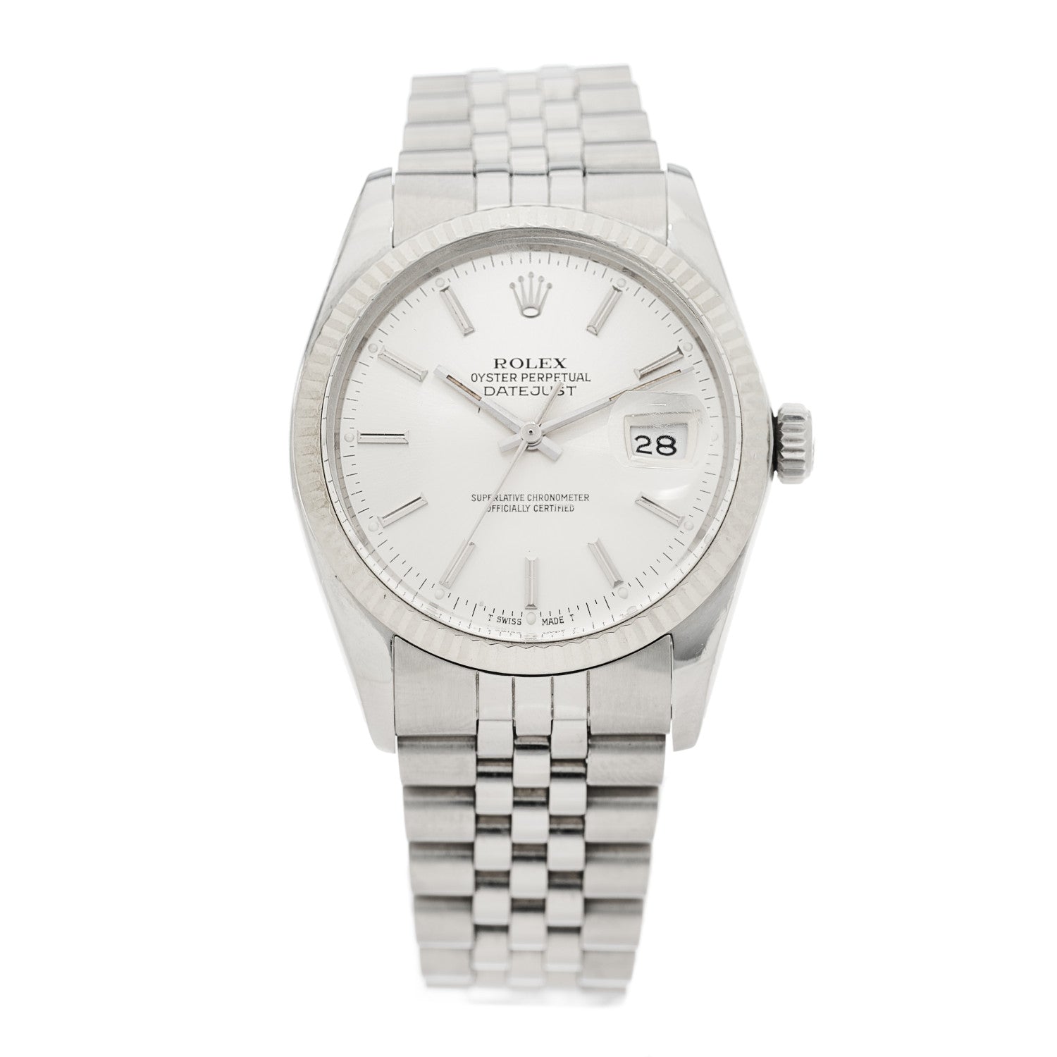 Rolex Stainless Steel 18K White Gold 36mm Oyster Perpetual Datejust Watch Silver 16014 1 of 4