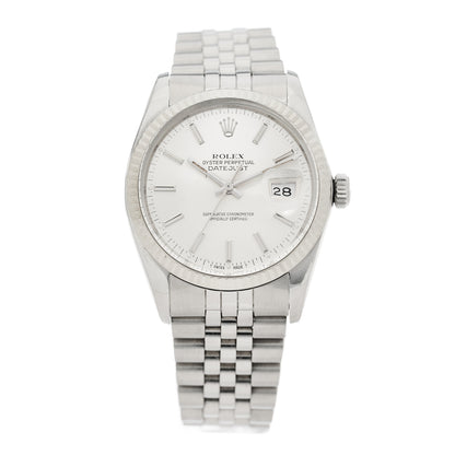 Rolex Stainless Steel 18K White Gold 36mm Oyster Perpetual Datejust Watch Silver 16014 1 of 4