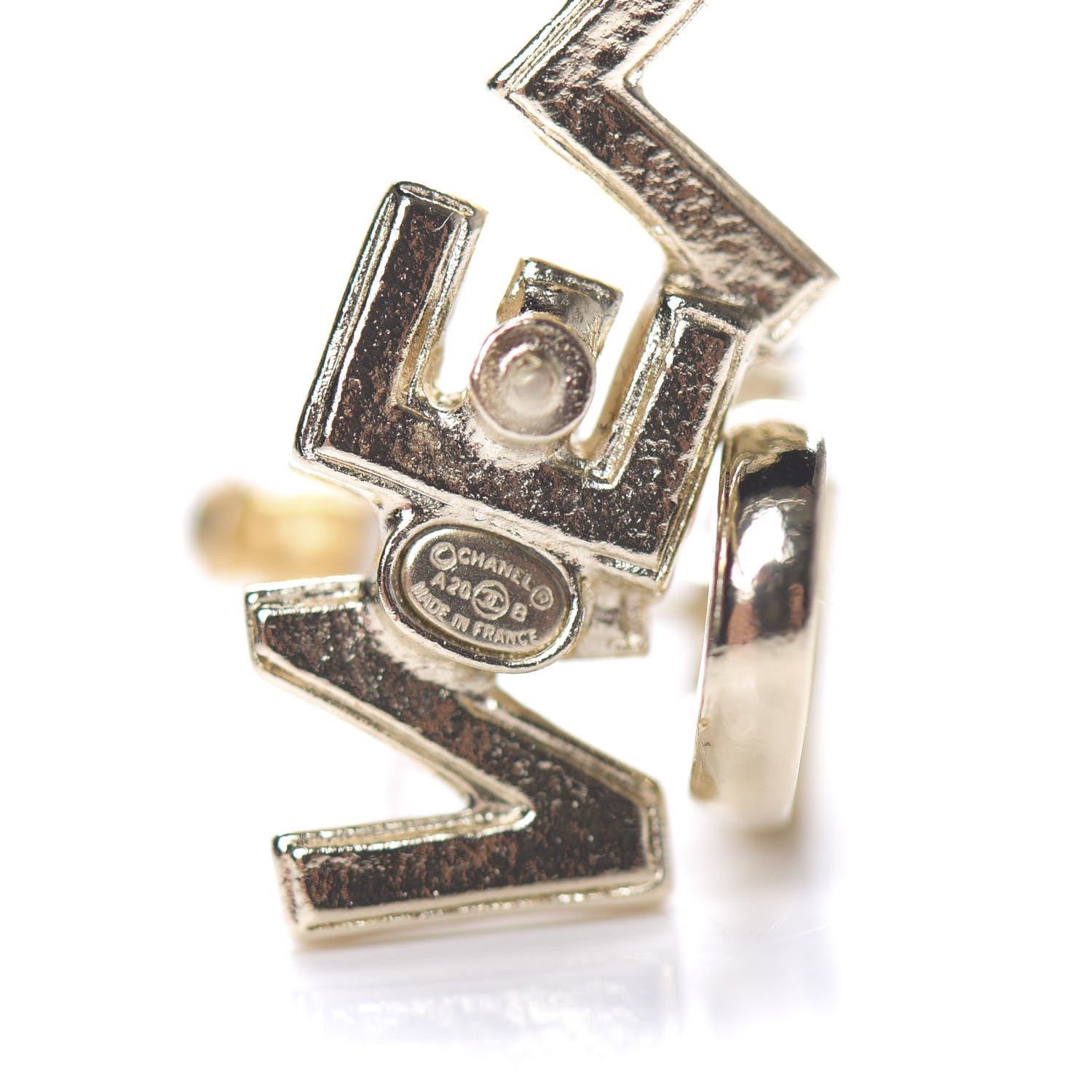 Chanel Crystal Pearl Signature Stud Earrings Gold 3 of 3
