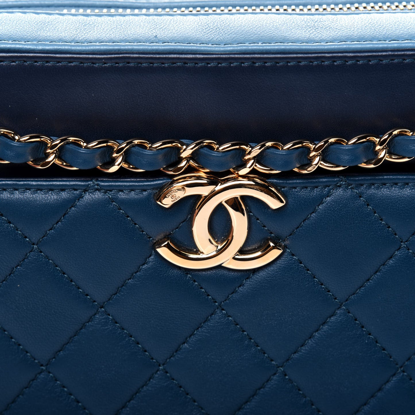 Lambskin Quilted Camera Case Blue