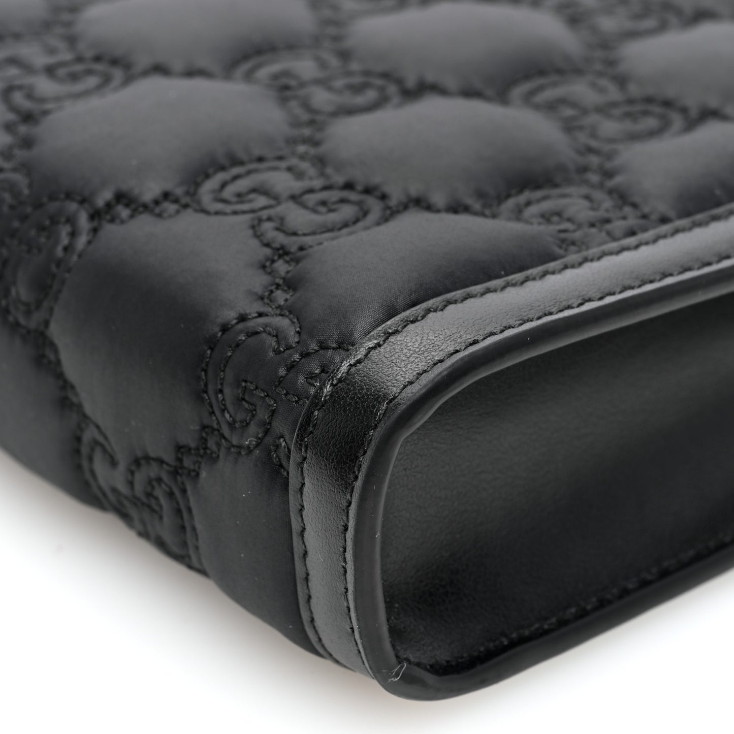 Nylon Calfskin Enamel GG Matelasse Mini Top Slip Handle Crossbody Bag Black