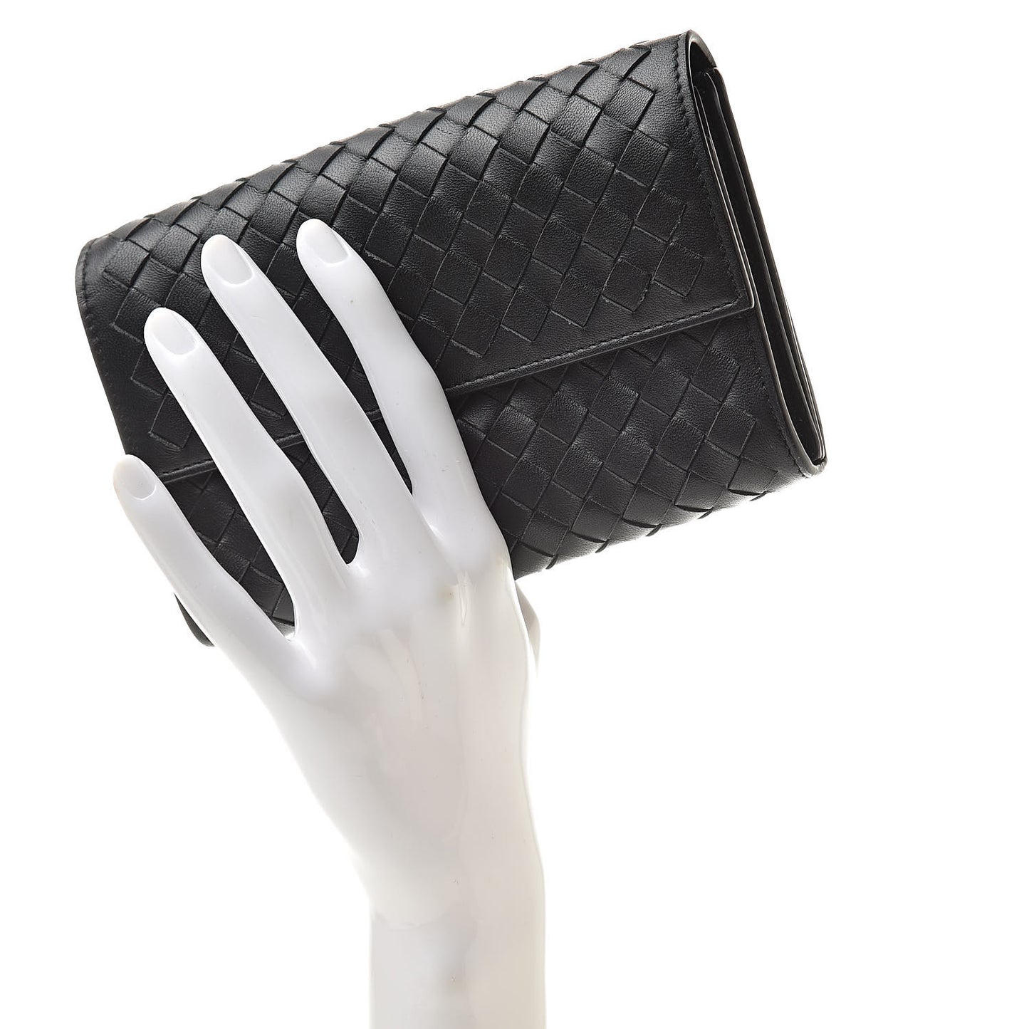 Nappa Intrecciato Continental Compact Wallet Black