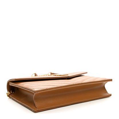 Saint Laurent Grain De Poudre Matelasse Chevron Monogram Envelope Chain Wallet Natural Dark 4 of 10