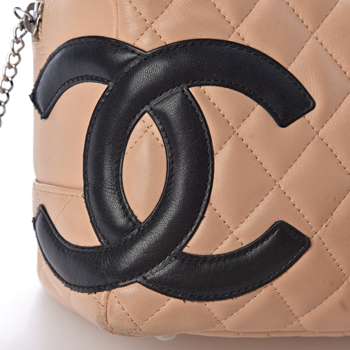 Calfskin Quilted Large Cambon Bowler Beige Black
