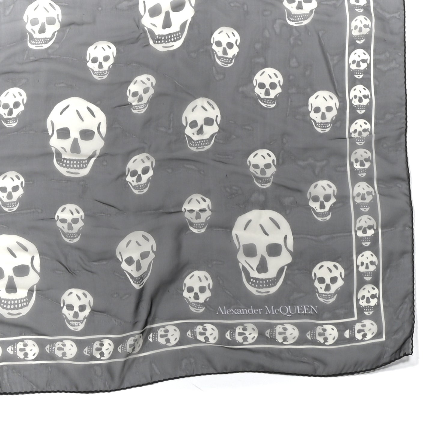 Silk Chiffon Skull Scarf Black Ivory