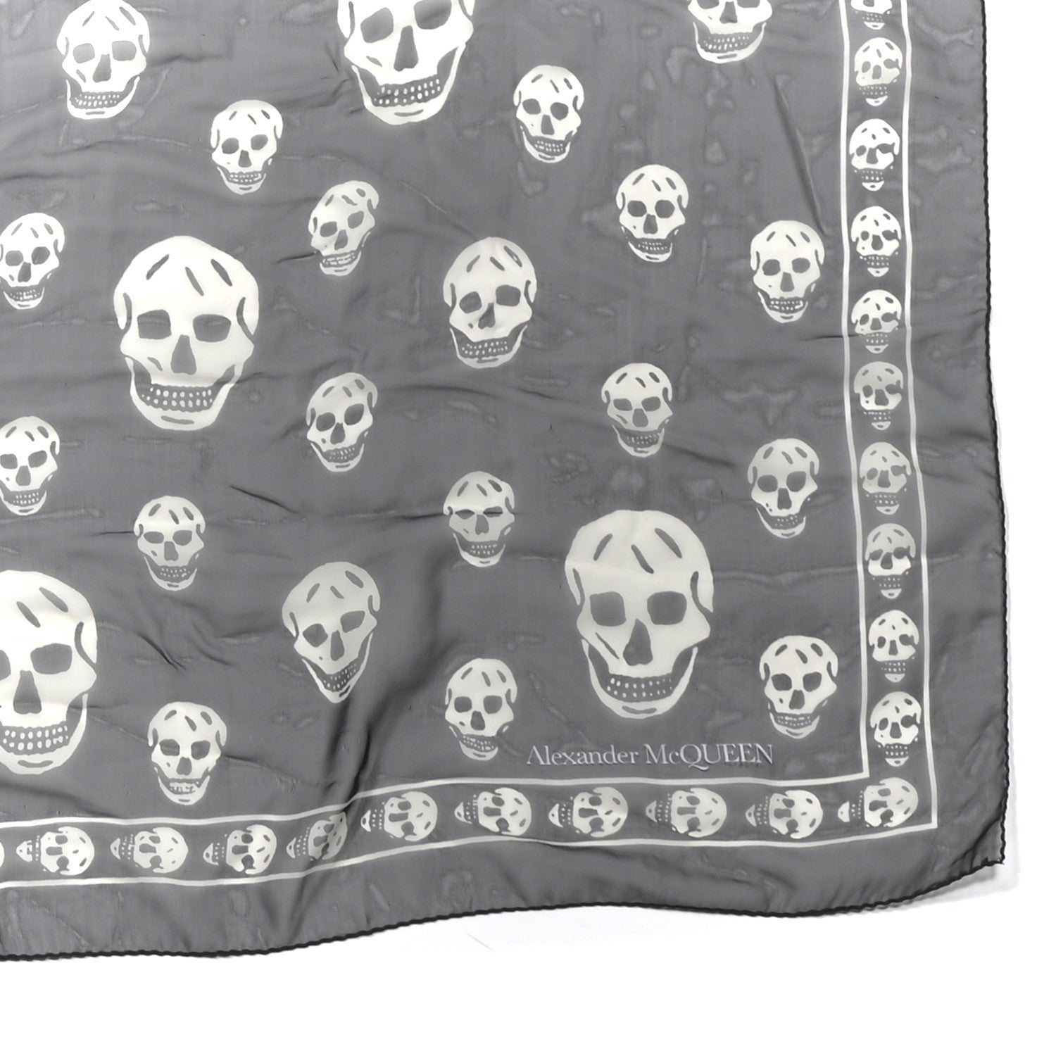 Alexander McQueen Silk Chiffon Skull Scarf Black Ivory 2 of 3