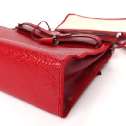 Hermes Toile H Berline Vache Hunter Herbag Zip PM 31 Rouge Piment Ecru 10 of 11