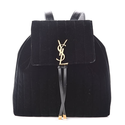 Saint Laurent Velvet Matelasse Vicky Backpack Black 1 of 11