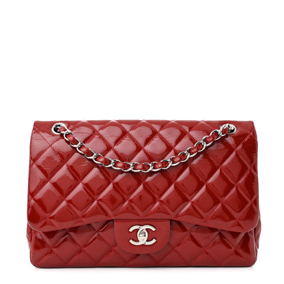 Chanel Patent Quilted Jumbo Double Flap Red 1 of 11