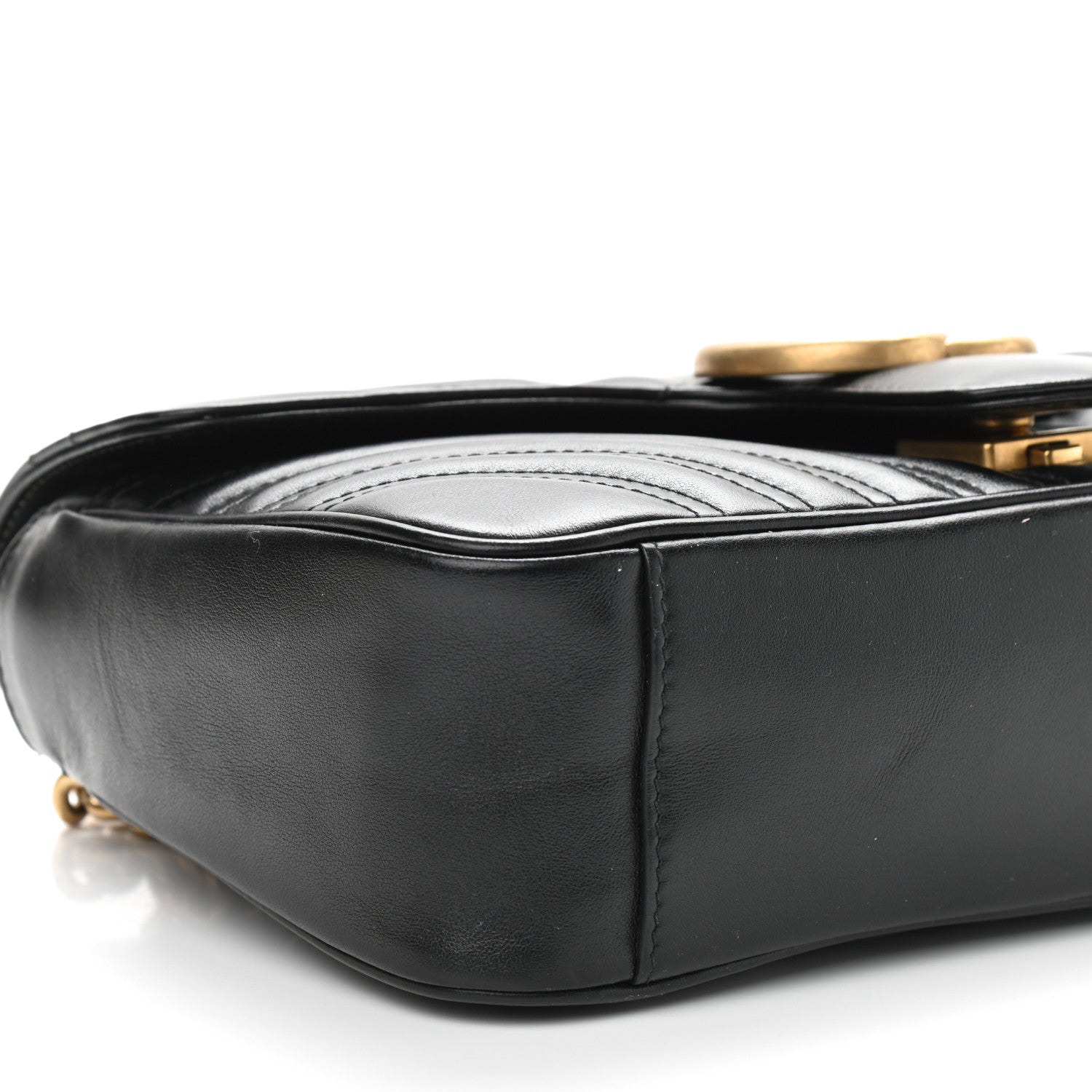 Gucci Calfskin Matelasse Small GG Marmont Shoulder Bag Black 8 of 9