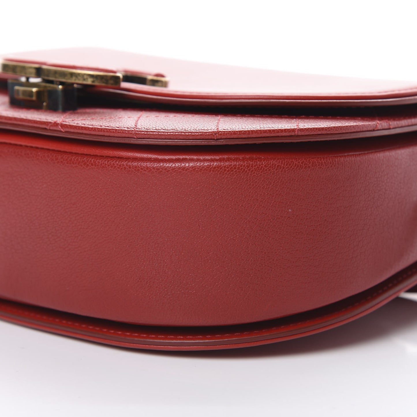 Shiny Calfskin Goatskin Quilted Small Coco Curve Messenger Flap Red