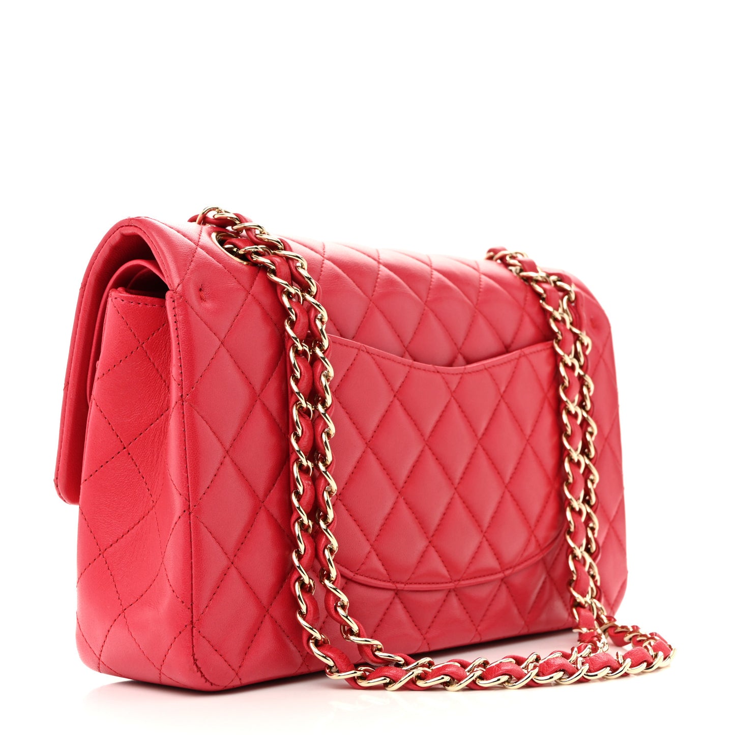 Lambskin Quilted Medium Double Flap Dark Pink