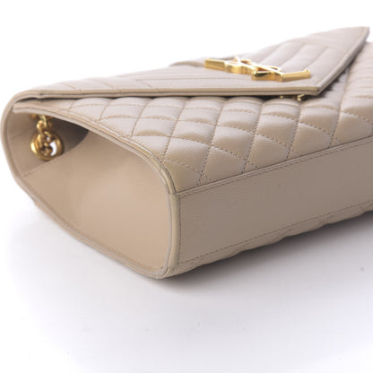 Saint Laurent Grain De Poudre Textured Mixed Matelasse Medium Triquilt Monogram Satchel Latte Cream 6 of 9
