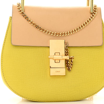 Chloe Grained Calfskin Lambskin Mini Bi-Color Drew Shoulder Bag Yellow Beige 7 of 14
