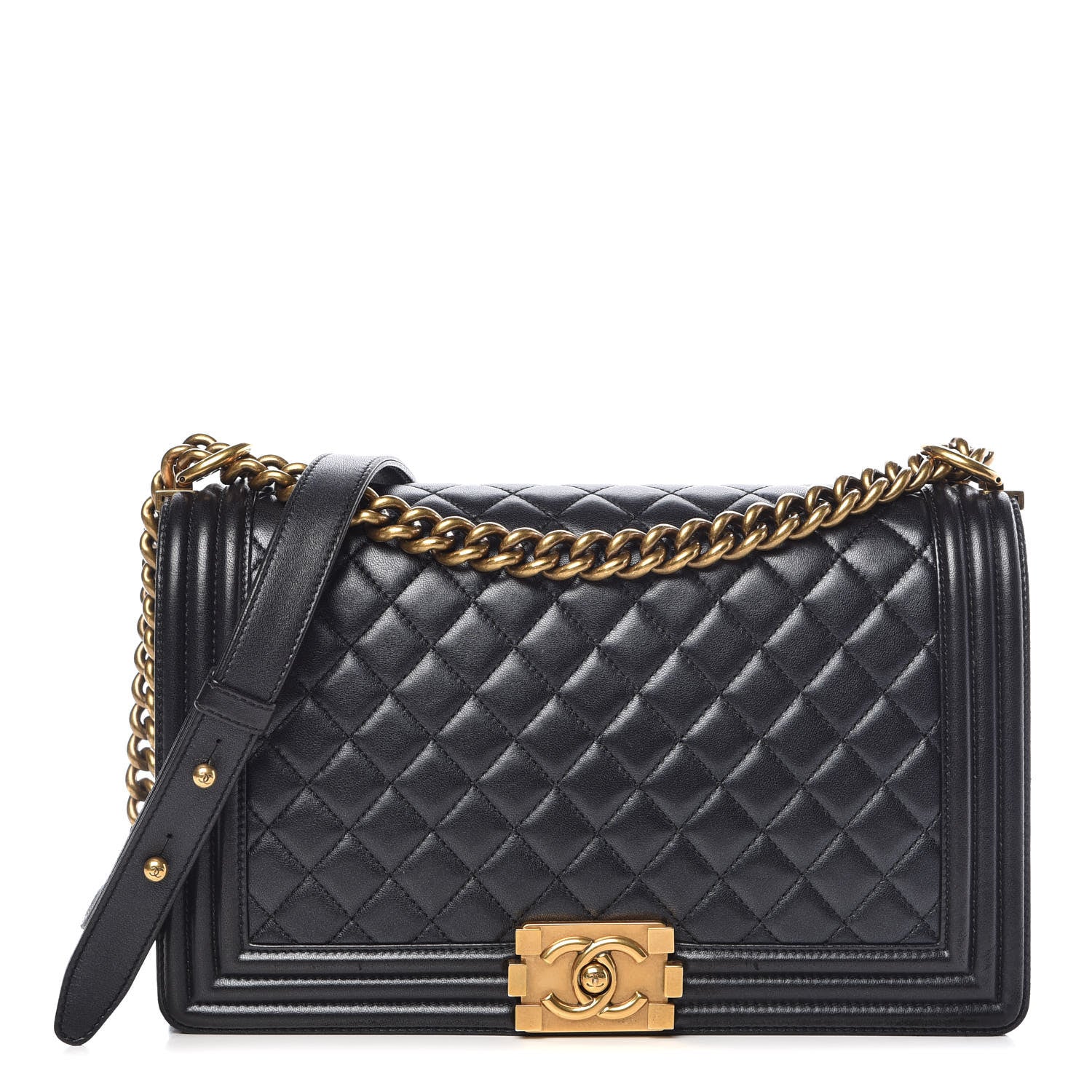 Chanel Metallic Lambskin Quilted New Medium Boy Flap Black 1 of 11