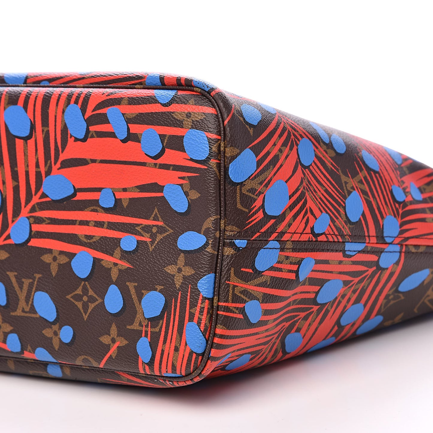 Monogram Jungle Dots Neo Neverfull MM Coquelicot Denim